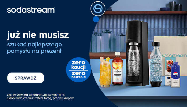 Saturator do wody gazowanej SodaStream Terra Czarny z dwoma butelkami + próbki syropów + torba + książka + 3 syropy/bazy
