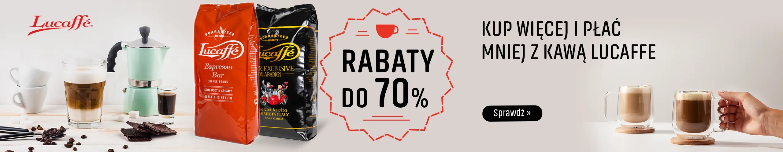 Kup więcej zapłać mniej z kawą Lucaffe i odbierz Rabat do 70%