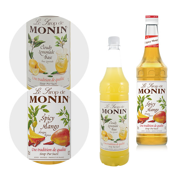 Monin Cloude Lemonade Base Monin 1l, Syrop Mango Monin 0,7 l
