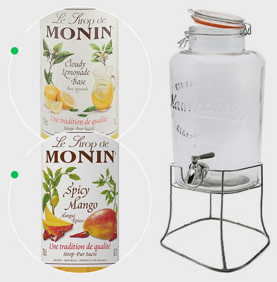 Monin Cloude Lemonade Base Monin 1l, Syrop Watermelon Monin 0,7 l + słój Monin