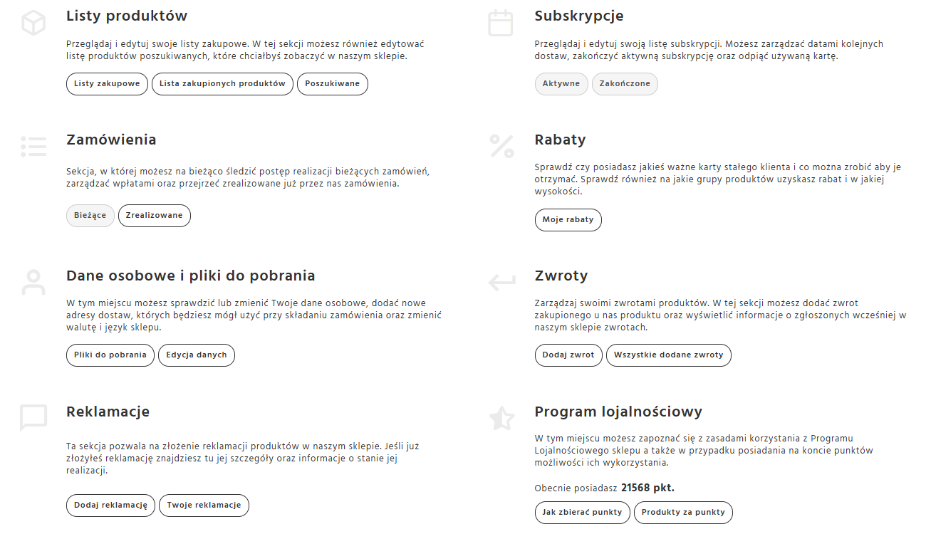Zaloguj się do panelu klienta i sprawdź ile masz punktów lojalnosciowych