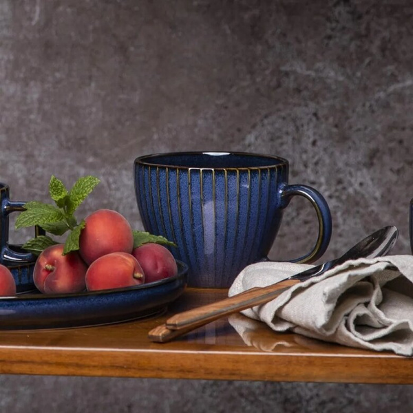 Zestaw filiżanek Altom Design Reactive Stripes 450ml - 6 szt. - Granatowe - NIEDOSTĘPNY