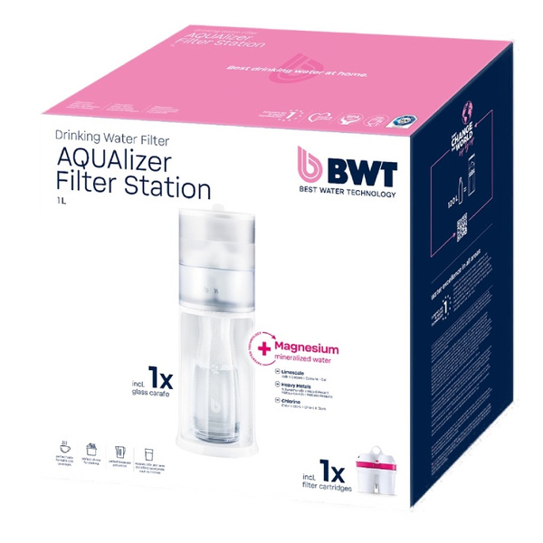 Dzbanek filtrujący wodę BWT AQUAlizer Station + 1 wkład + 1 szklana karafka
