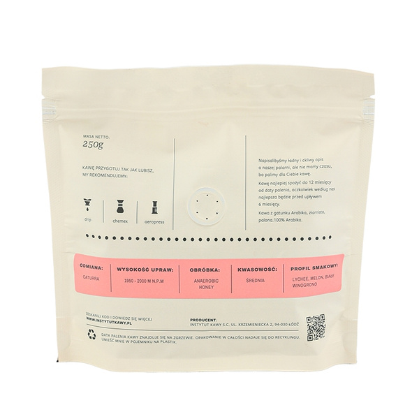 Kawa ziarnista Instytut Kawy Kolumbia La Reserva Filtr 250g