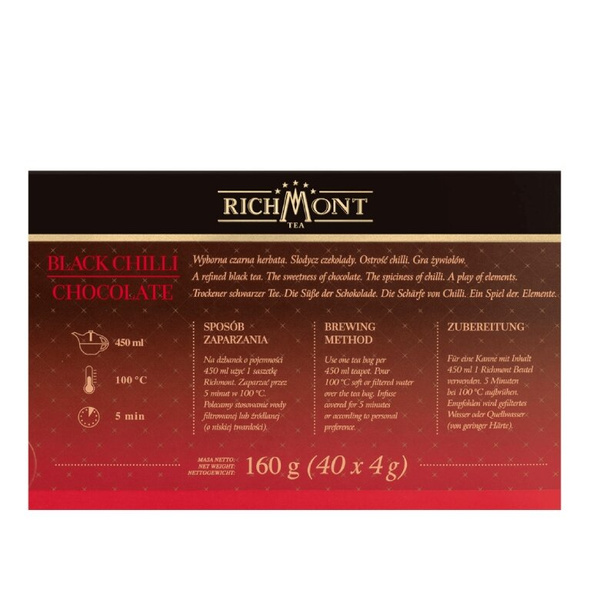 Czarna herbata Richmont Black Chilli Chocolate - 40x4g