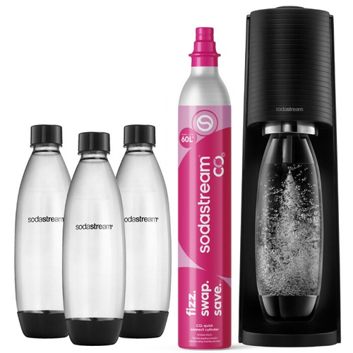 ZESTAW Saturator do wody gazowanej SodaStream Terra Czarny, 3 butelki