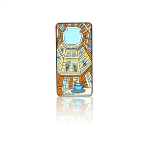 Przypinka - Dziedziniec kawiarni Gniazdo