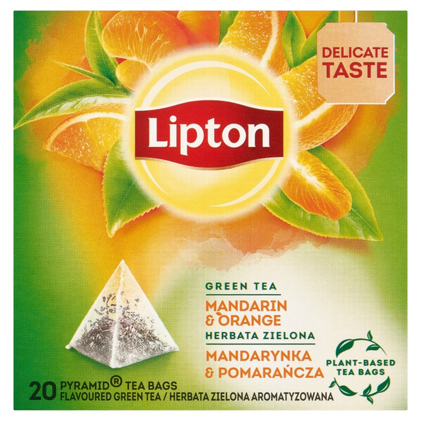 Herbata zielona aromatyzowana Lipton Mandarynka i Pomarańcza 20x1,8g