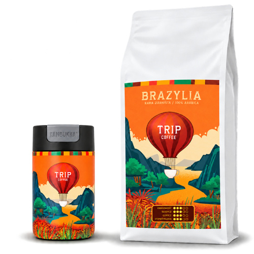 ZESTAW - Kawa ziarnista Trip Coffee Brazylia 1kg + kubek termiczny