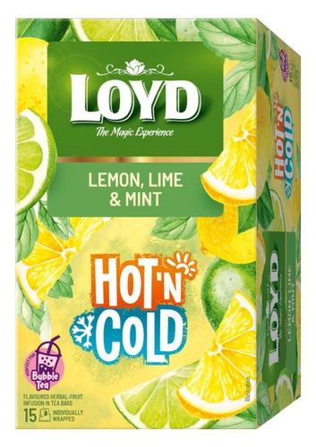 Herbata owocowa LOYD Cold&Hot - Cytryna, limonka i mięta 15x2g - opinie w konesso.pl