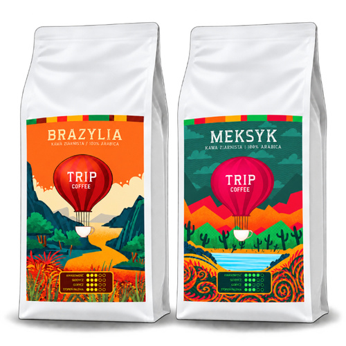 ZESTAW - Kawa ziarnista Trip Coffee Brazylia 1kg + Trip Coffee Meksyk 1kg
