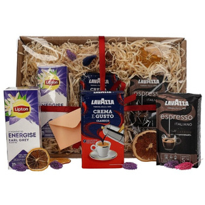 Zestaw prezentowy - kawy mielone Lavazza i herbata Lipton Earl Grey