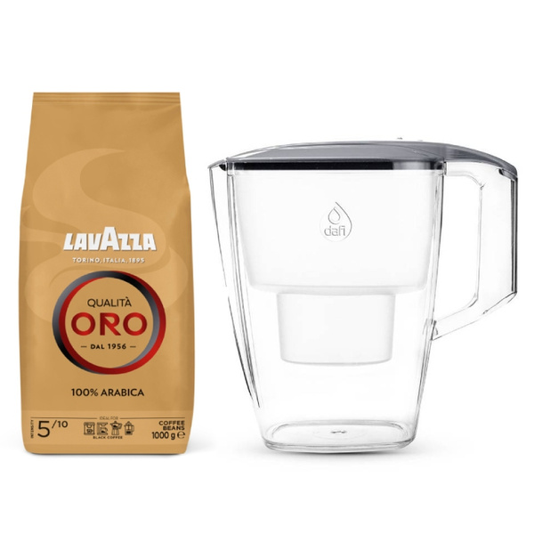 ZESTAW - Kawa ziarnista Lavazza Qualita Oro 1kg + Dzbanek filtrujący DAFI Start Unimax 4l Stalowy