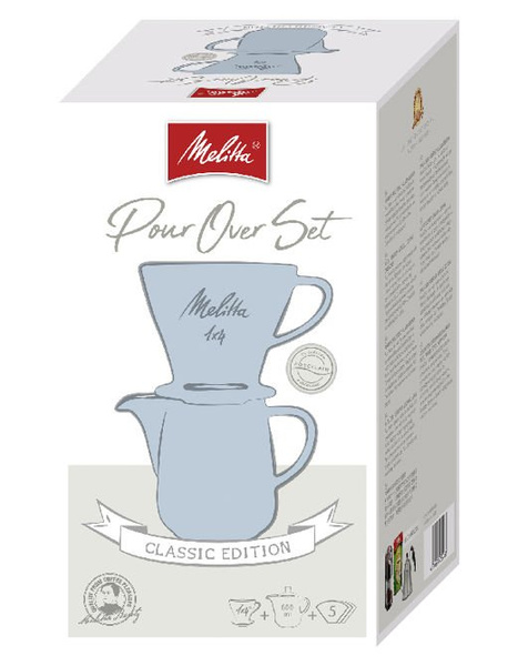 Melitta zestaw Porcelanowy Drip 1X4 + dzbanek 0,6l - Błękitny - NIEDOSTĘPNY