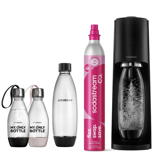 Saturator do wody gazowanej SodaStream Terra - Czarny+ butelki My Only Bottle
