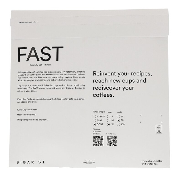 Filtry Sibarist FAST CONE XL Specialty Coffee 50 sztuk