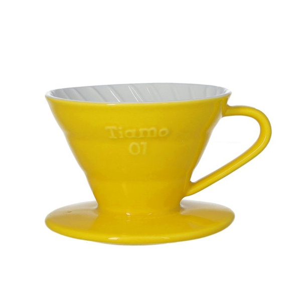 Ceramiczny drip Tiamo z uchem V01 - Żółty