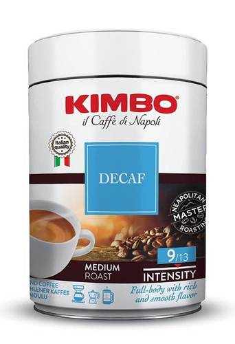 OUTLET - Kawa mielona Kimbo Espresso Decaffeinato 250g - bezkofeinowa puszka - opinie w konesso.pl