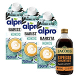 ZESTAW - Napój ALPRO Barista Coconut Kokosowo-sojowe 3x750 ml + Koncentrat kawowy Jacobs Espresso Concentrate Sweet Caramel 485ml