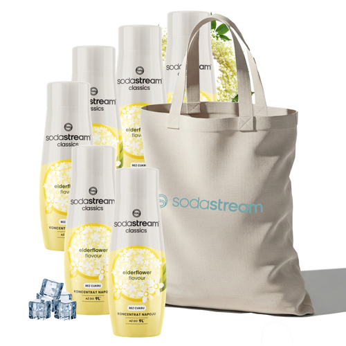 Zestaw Syrop SodaStream Kwiat Czarnego Bzu 6x440 ml - Bez Cukru + Torba