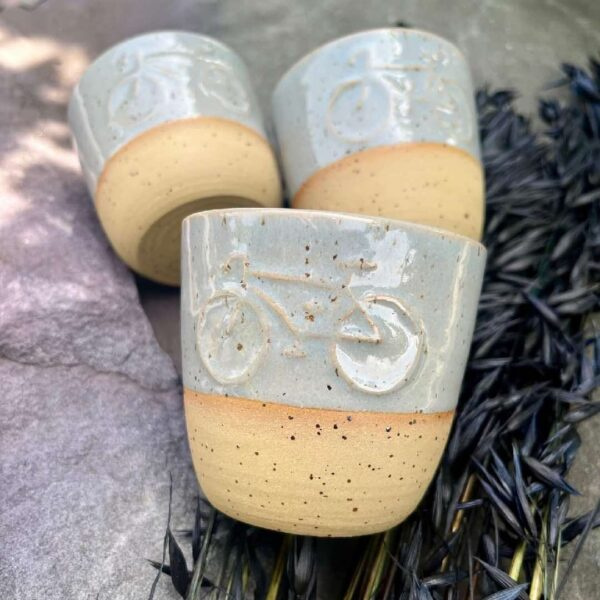 Ceramiczny kubek rower POTPOTSTUDIO - Glossy Grey 200 ml