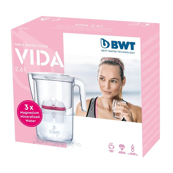 Dzbanek filtrujący wodę BWT Vida 2.6 l Biały - manualny z 3 wkładami Mg2+