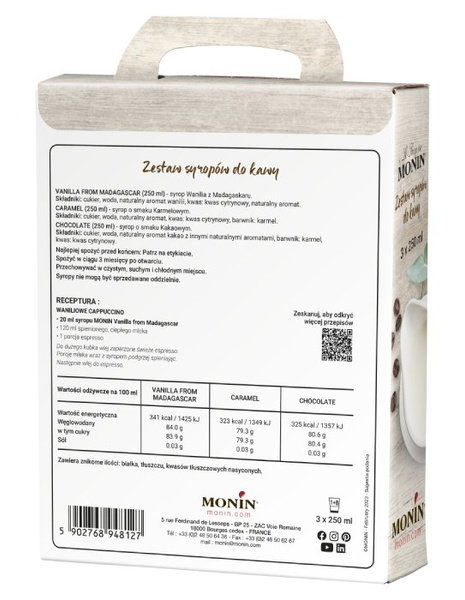 OUTLET - Zestaw syropów do kawy MONIN 3x250ml