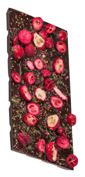 Gorzka czekolada świąteczna M.Pelczar Chocolatier z miętą i żurawiną 85g