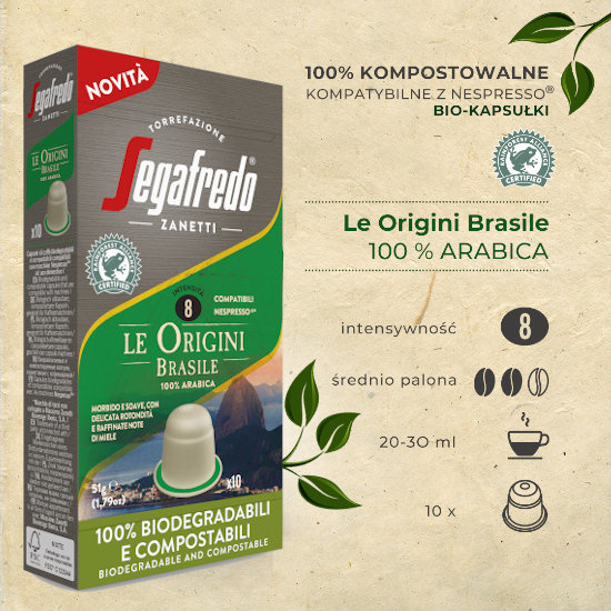 Kapsułki do Nespresso Segafredo Le Origini Brasile - 10 szt - NIEDOSTĘPNY