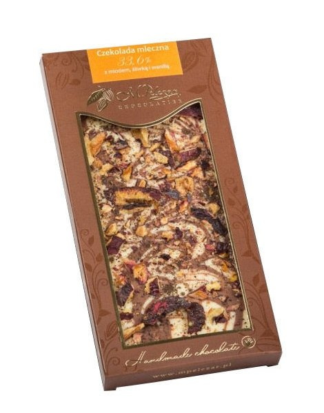 OUTLET - Biała czekolada M.Pelczar Chocolatier z miodem, śliwką i wanilią 85g