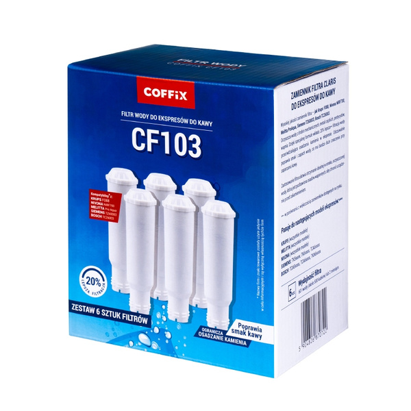 Zestaw 6 sztuk filtrów Coffix CF103 do ekspresu Melitta Nivona Krups Siemens Bosch - zamiennik