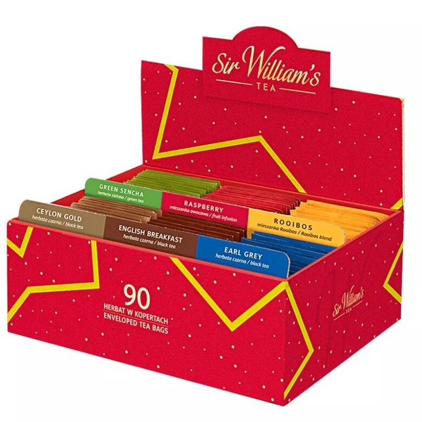 Tekturowy prezenter z herbatam Sir Williams Tea - 90 saszetek