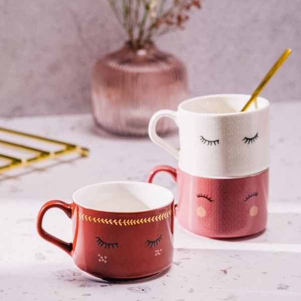 Filiżanka HOMLA EYELASHES 150 ml - Ciemnoróżowa z rzęsami - NIEDOSTĘPNY