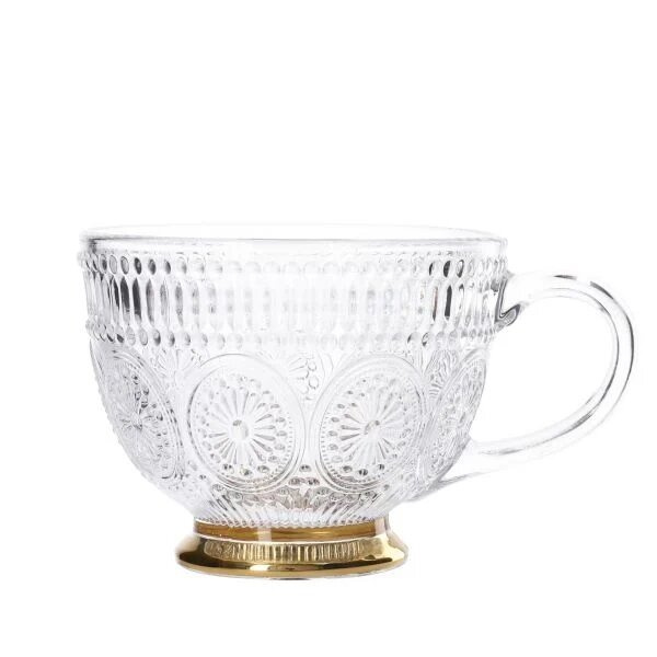 Filiżanka szklana HOMLA BARREL 360 ml - z okrągłymi wzorami