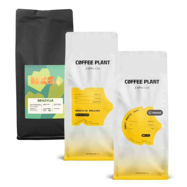 ZESTAW - Kawa ziarnista COFFEE PLANT Sweet Brazil Shot 1kg + COFFEE PLANT Brazylia Mogiana 1kg + MRC. Brazylia 1kg