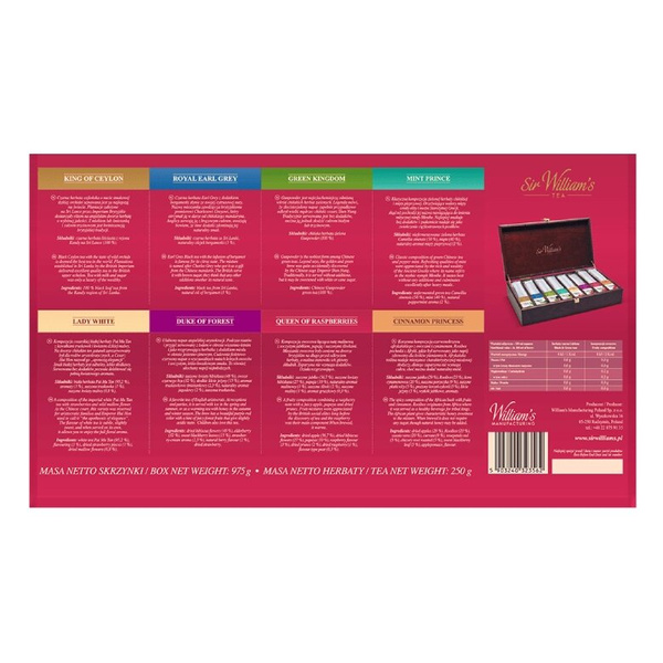 Skrzynka pełna herbat Sir Williams Royal Taste