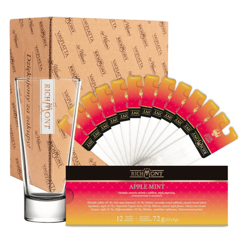 ZESTAW Herbata Richmont Apple Mint 12 saszetek + Szklanka Richmont  Ice 370ml