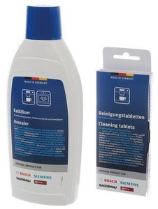 Tabletki czyszczące Bosch 310575 + odkamieniacz w płynie 311138 - Zestaw