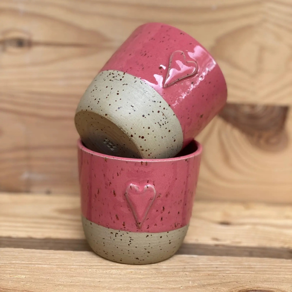 Ceramiczny kubek POTPOTSTUDIO - Heart Pink Rose 200 ml