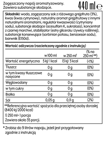 Zestaw Syrop SodaStream Różowy Grejpfrut 3x440 ml - Bez cukru + Torba