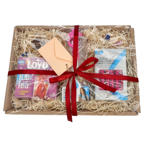 Zestaw prezentowy Dafi - Różowa butelka, filtry i herbata