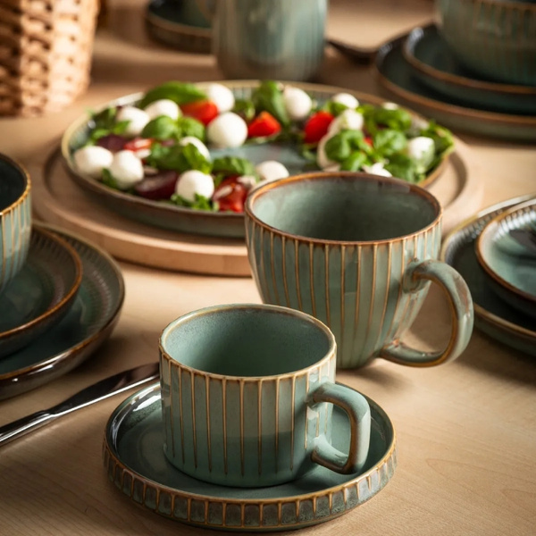 ZESTAW - Filiżanki Atom Design Reactive Sage NBC 220ml Szałwiowe - 6 sztuk