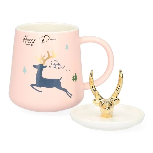 Kubek Świąteczny z przykrywką Homla ROSIE 400ml - Różowy - NIEDOSTĘPNY