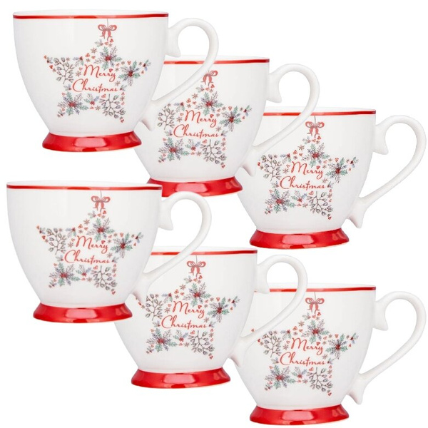 Zestaw świątecznych filiżanek Altom Design Pocałunek pod jemiołą 430 ml - 6 szt.- NIEDOSTĘPNY