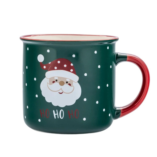 Kubek świąteczny Altom Design z rantem Mikołaj HoHo 400 ml - Zielony