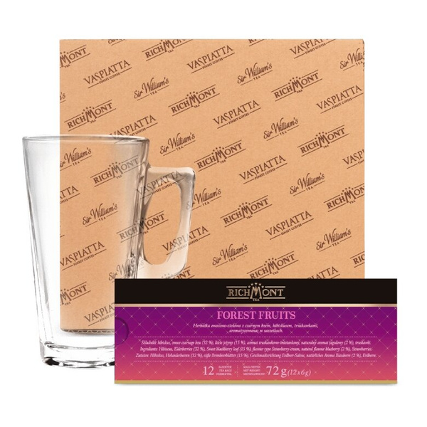 ZESTAW Herbata Richmont Forest Fruits 12 saszetek + Szklanka Richmont Hot 370ml