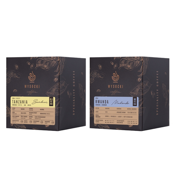 Zestaw kaw ziarnistych pod filtr Wysocki Coffee - Tanzania i Rwanda 14x18g