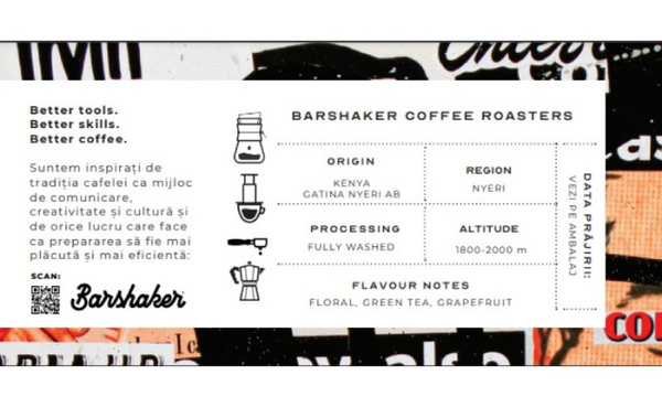 Kawa ziarnista Barshaker Kenya Gatina AB OMNIROAST 250g - NIEDOSTĘPNY