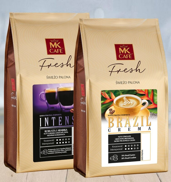 ZESTAW - Kawa ziarnista MK Cafe Fresh Brazil Crema 1kg + MK Cafe Fresh Intenso 1kg