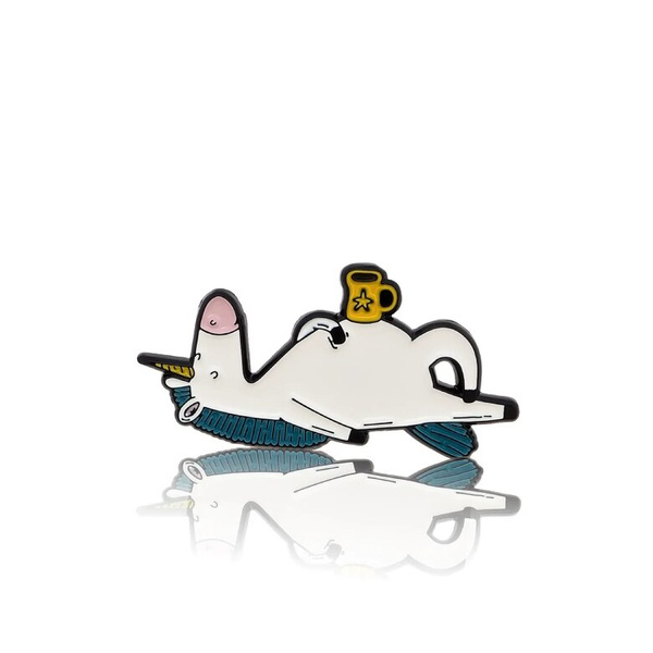 Przypinka - Jednorożec z kubkiem kawy